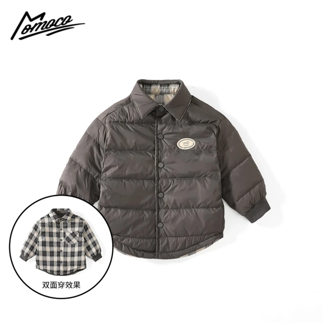 MOMOCO男童冬季格子时尚两面穿羽绒服75430103009