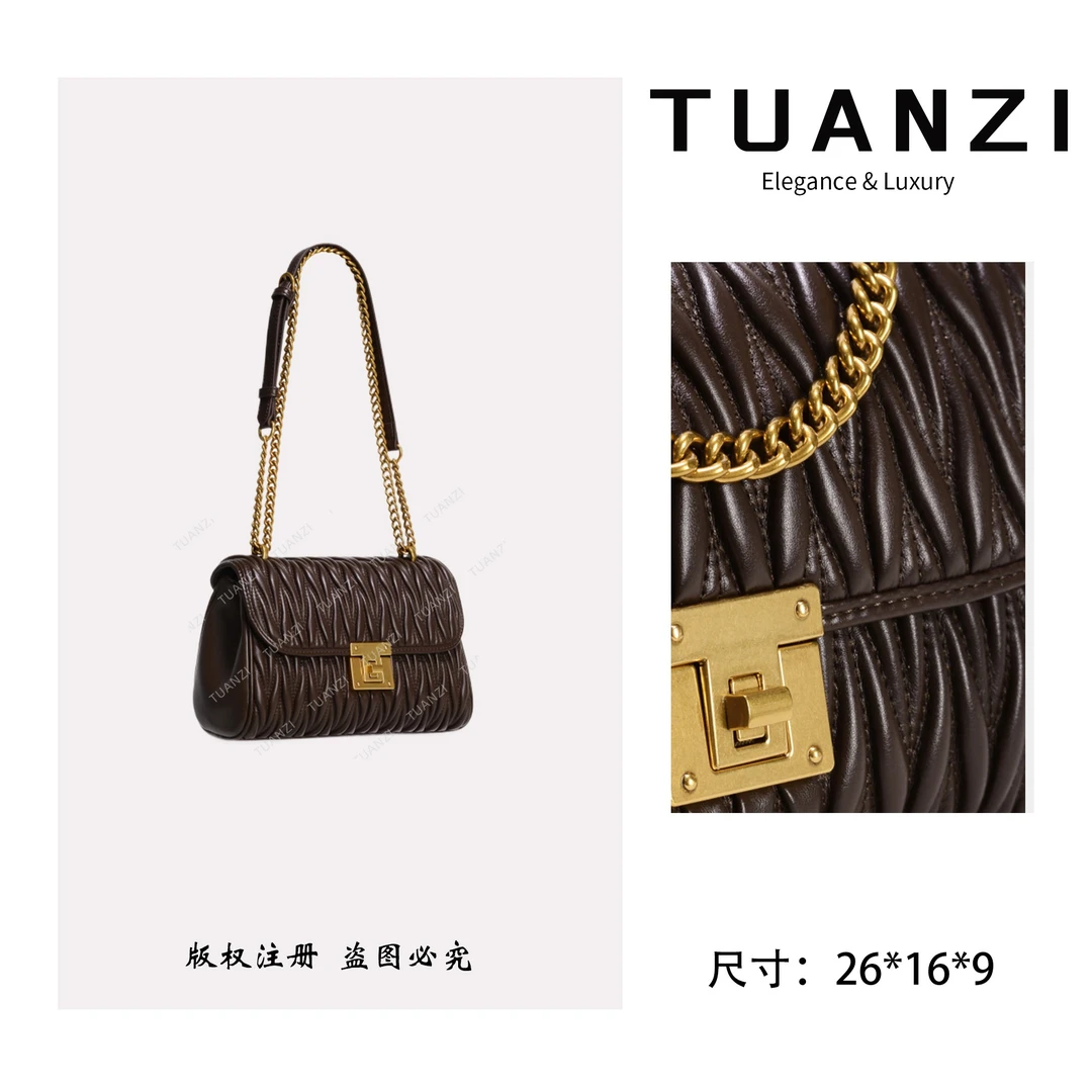 TUANZI『高端玩家』秋冬新款26cm小众设计女包 GQ-1901-咖啡