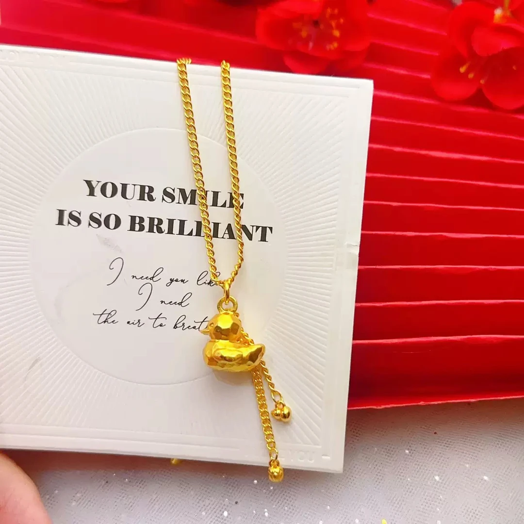 铜合金项链 Moonlight碎冰冰福禄小鸭项链【316】古法精致金色精美