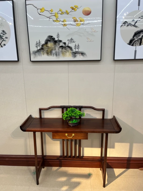 玄关.神台。供桌‘新中式，储物，油漆工艺艺术框架结构木质工艺