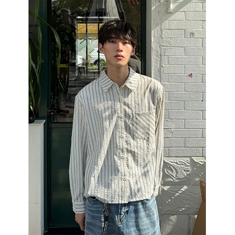 美式条纹衬衫男女款秋季慵懒风防晒长袖衬衣轻奢高级感开衫外套潮