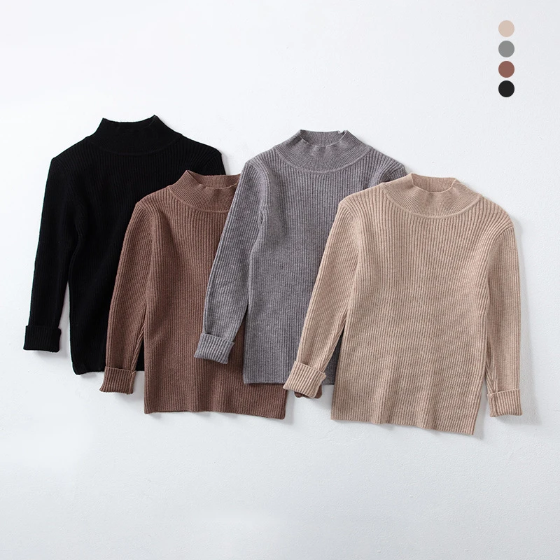 女童毛衣2025秋冬新款纯色百搭针织衫半高领套羊毛打底衫