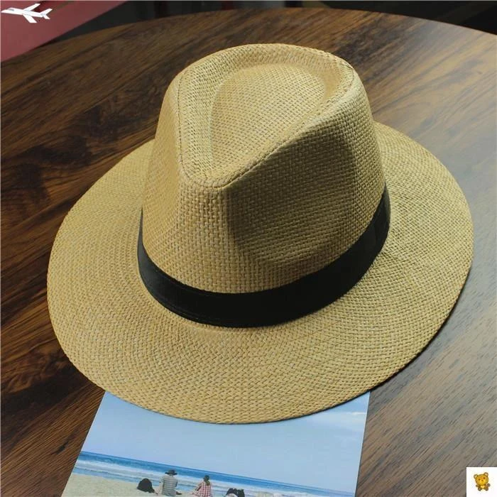 草帽男款巴拿马草帽子男士遮阳防晒透气男生户外凉帽男式夏天礼帽