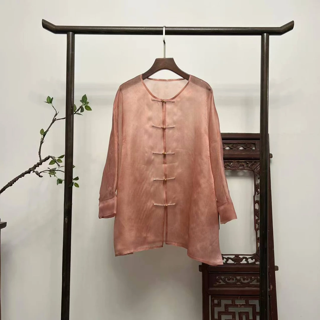 【半夏生花】新中式桑蚕丝织金外套夏季百搭上衣W50186