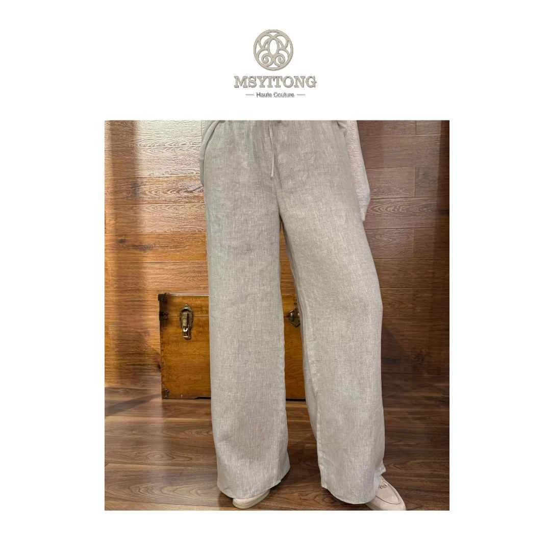 【MSYITONG甄选】法式原麻阔腿裤
