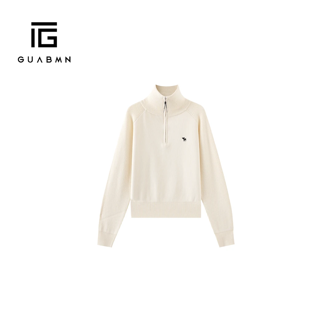 GUABMN2025冬季新款半高领拉链百搭气质长袖上衣毛衣针织衫215
