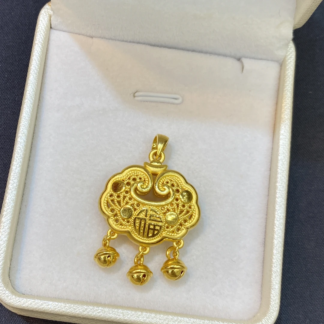 足金999金锁吊坠
