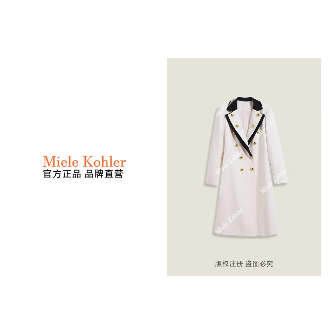 春季新款高级感双排扣白色拼接外套MKKQ88720-13【澳门小源同款】