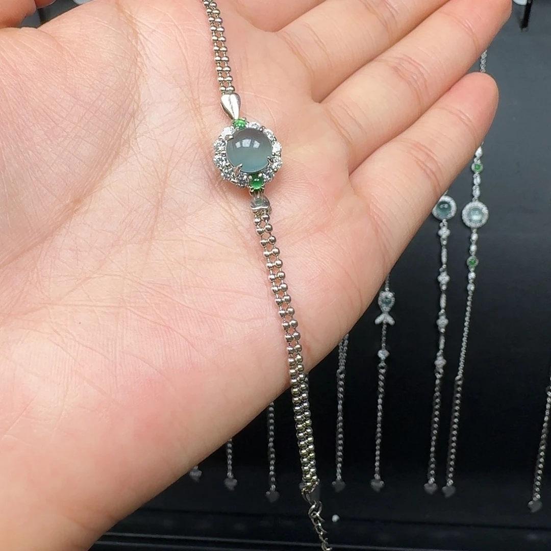 翡翠银S925镶嵌手链