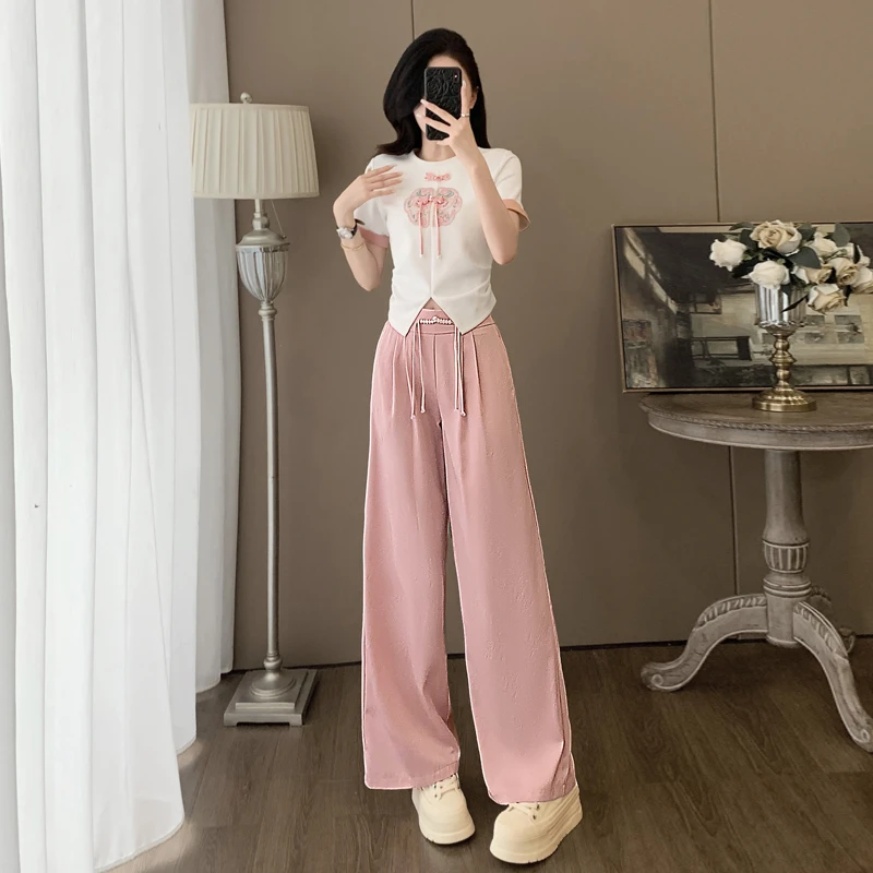 新中式国风休闲运动套装女夏2025洋气短袖阔腿裤两件套时尚潮显瘦