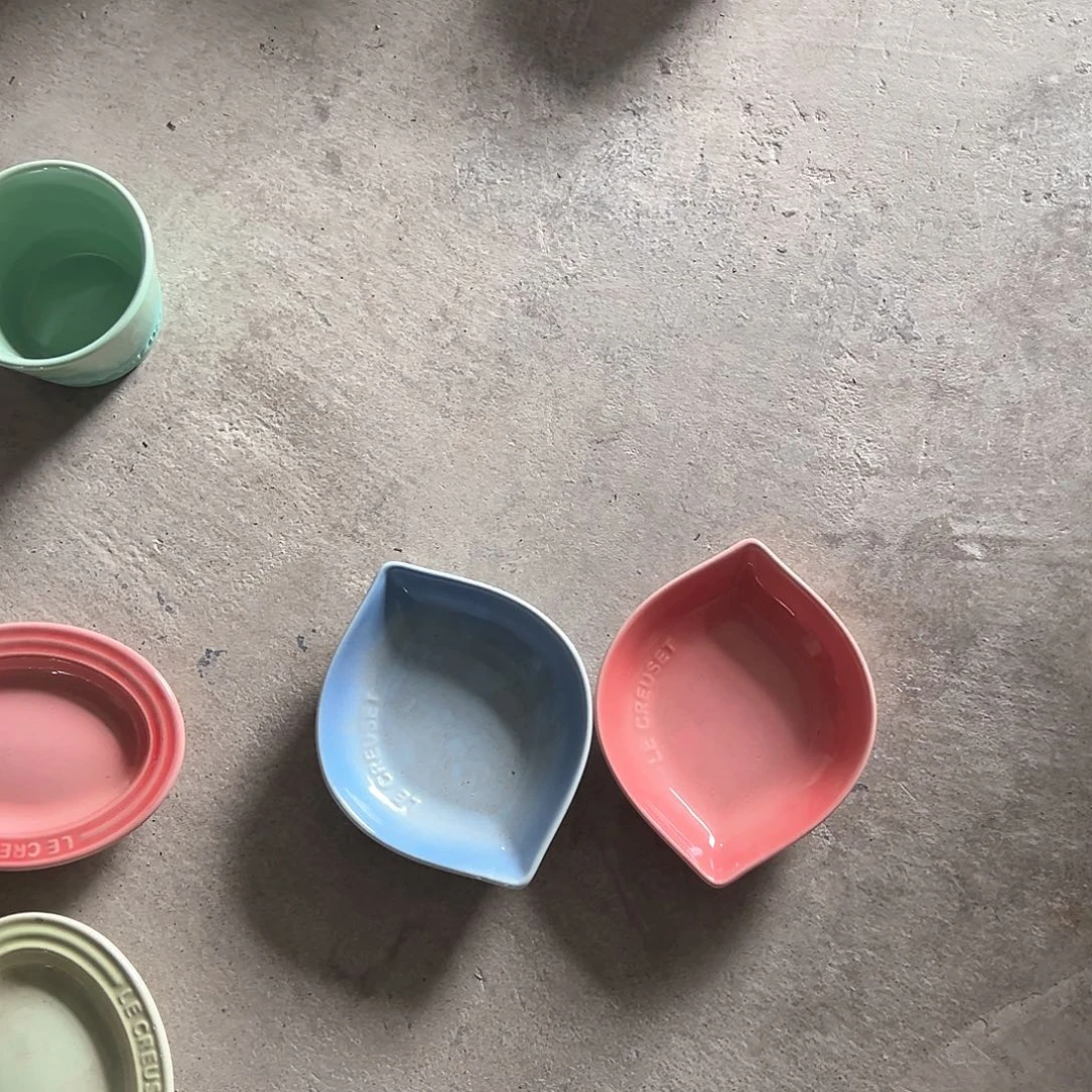 陶瓷 水滴碟 天蓝色 深粉