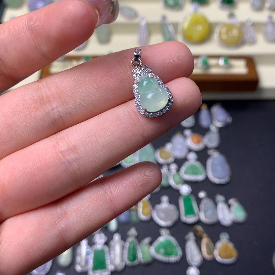 翡翠银S925镶嵌挂件