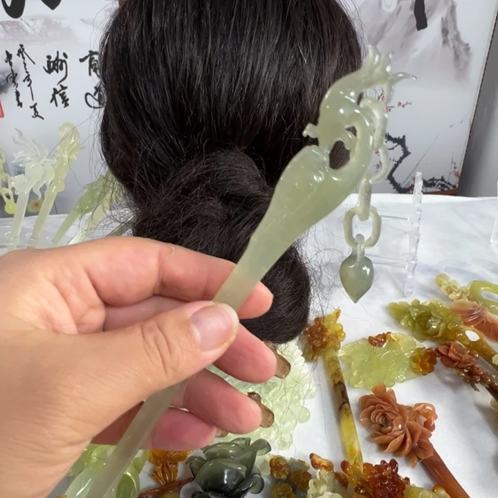 定制蛇纹石玉毛货发饰