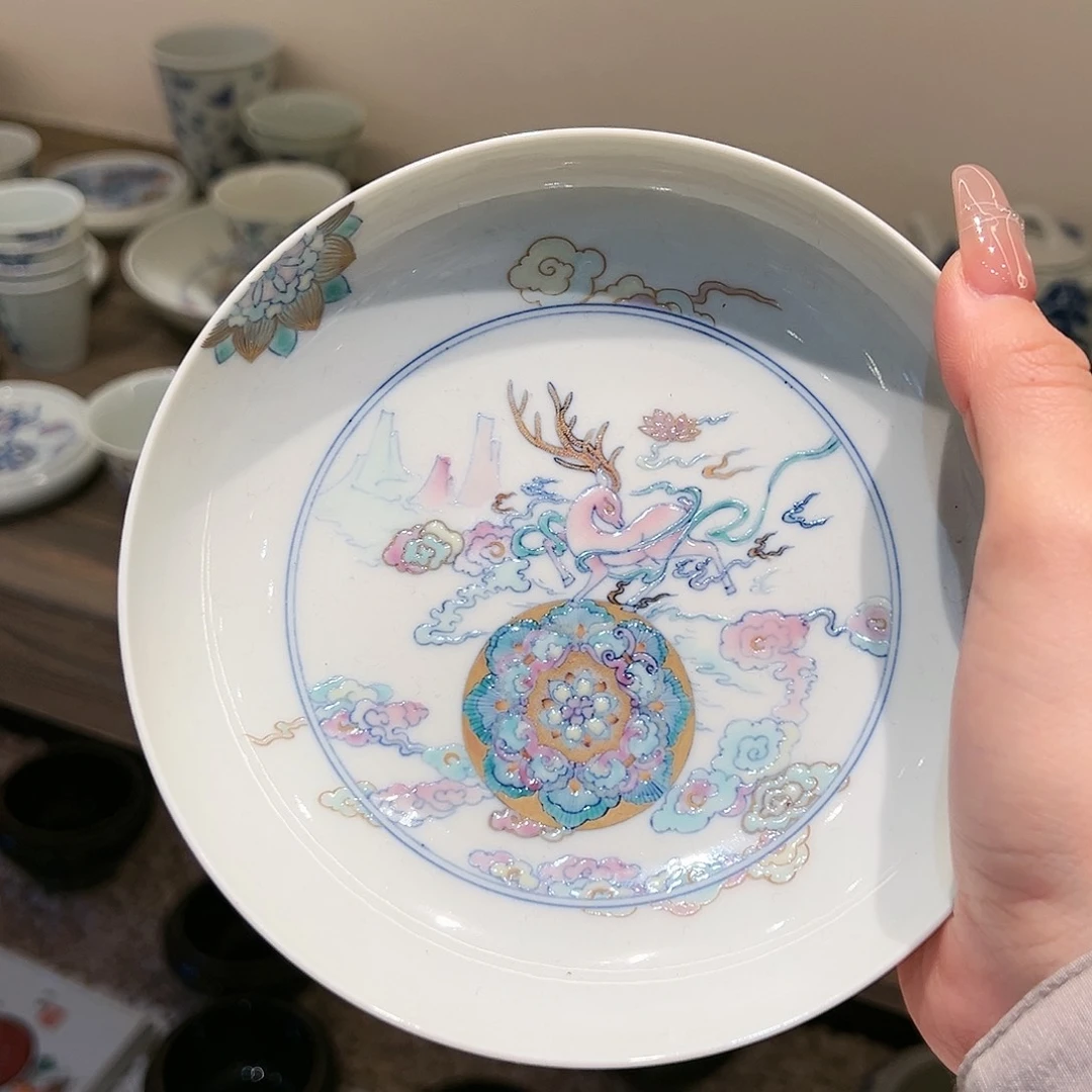 a*y老派斗彩九色鹿壶承壶承