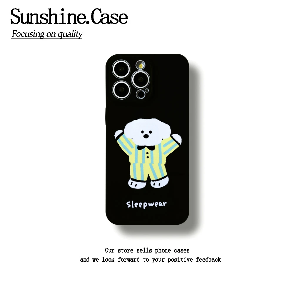 【羊羊专属】黑底小狗软壳适用苹果oppo华为vivo手机壳防摔