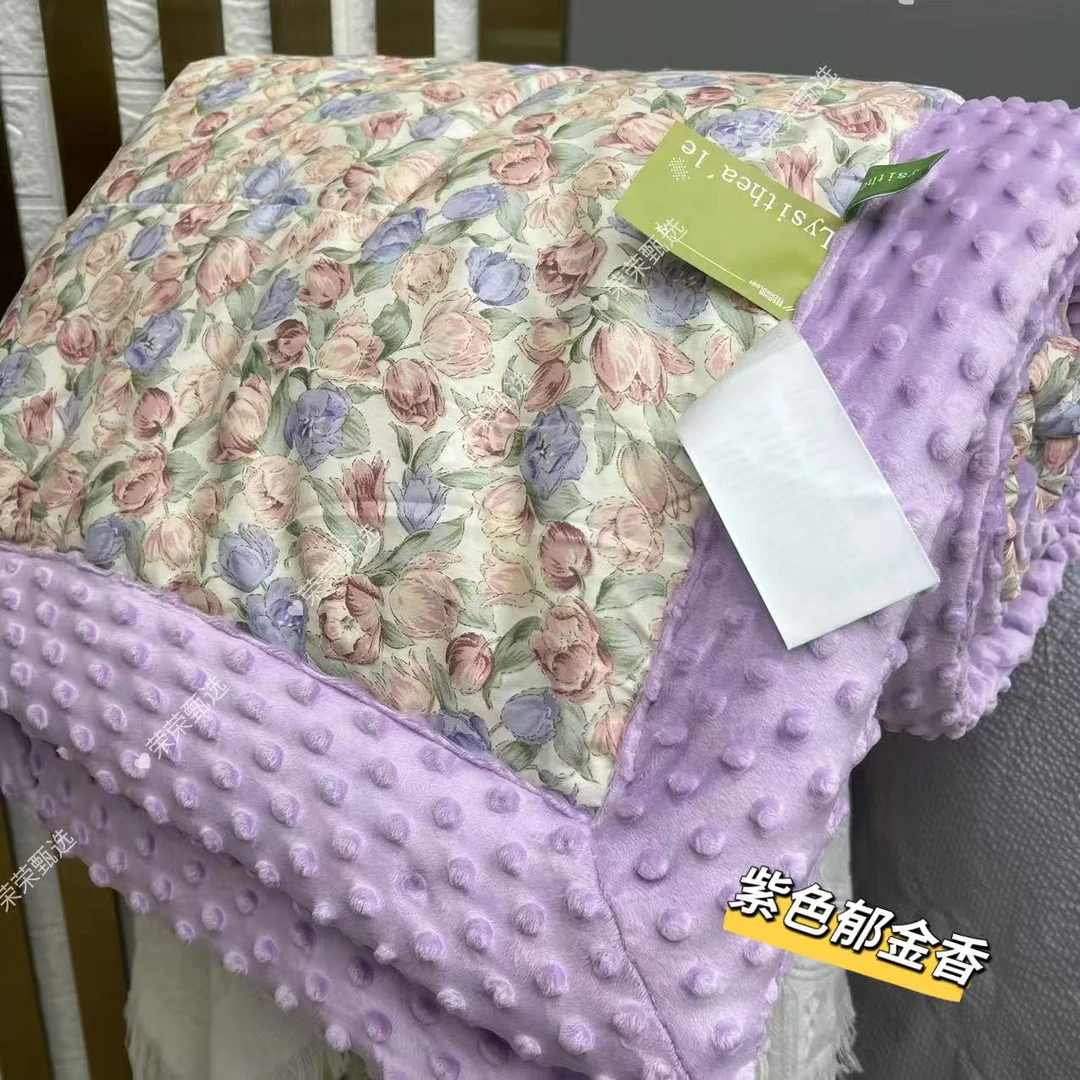 【RR荣荣】紫色郁金香-全棉双人豆豆被可机洗水洗200*230约5.5斤