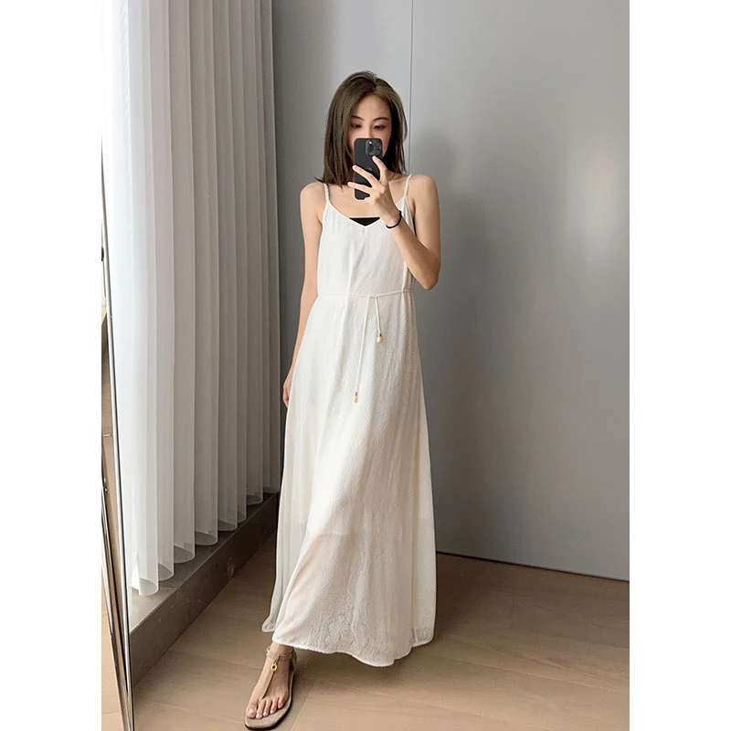 【FD】美洋MEIYANG 月神吊带裙 烂花绒X腰果纹|浪漫法式长款连衣裙