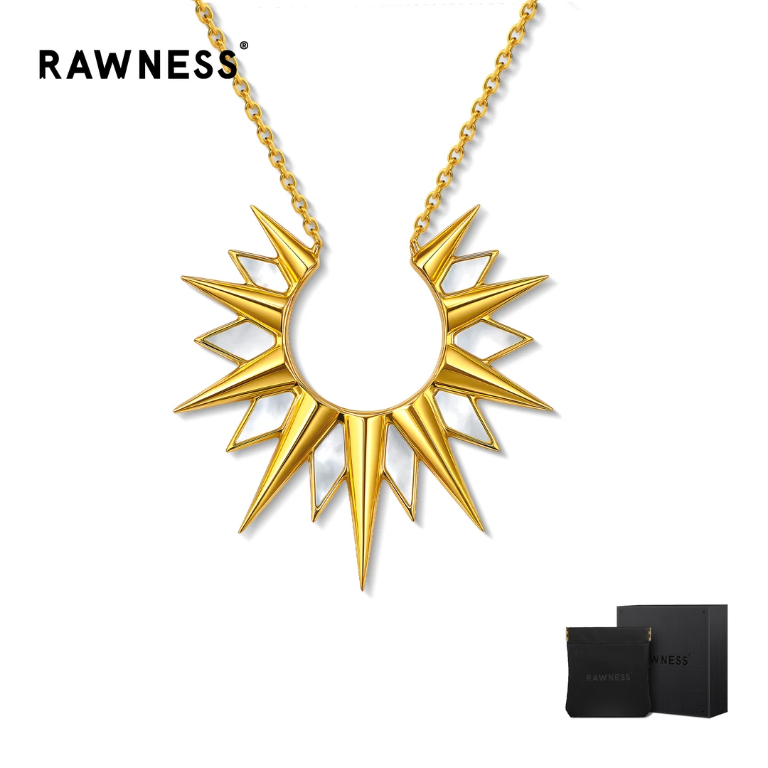 RAWNESS 钛钢项链 RAWNESS 美式轻奢饰品白贝太阳项链女光影立体