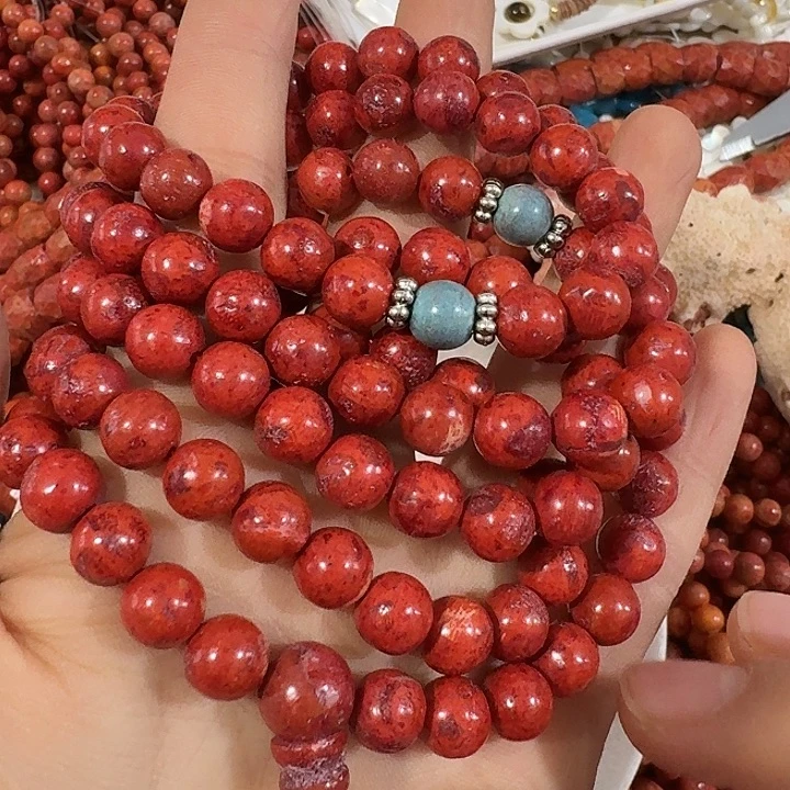 玛瑙/玉髓合金珠宝半成品一条8mm原枝108颗