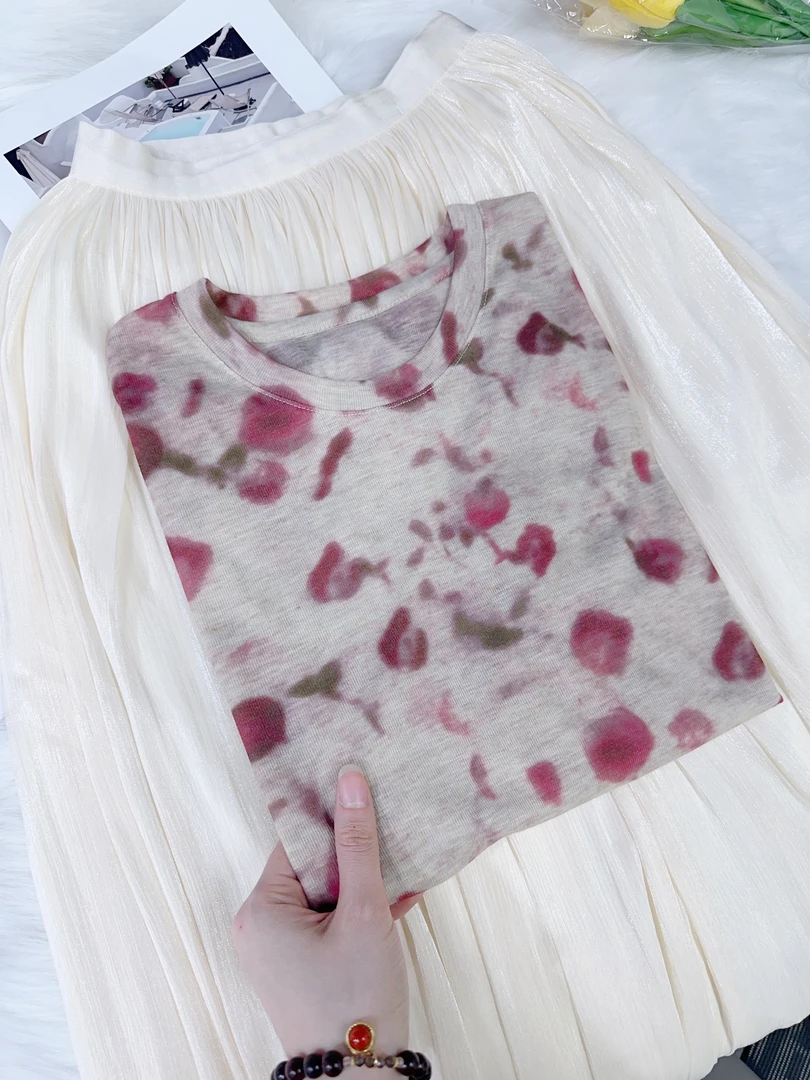 【干枯玫瑰晕染】早春新款晕染薄款打底长袖柔软亲肤透气