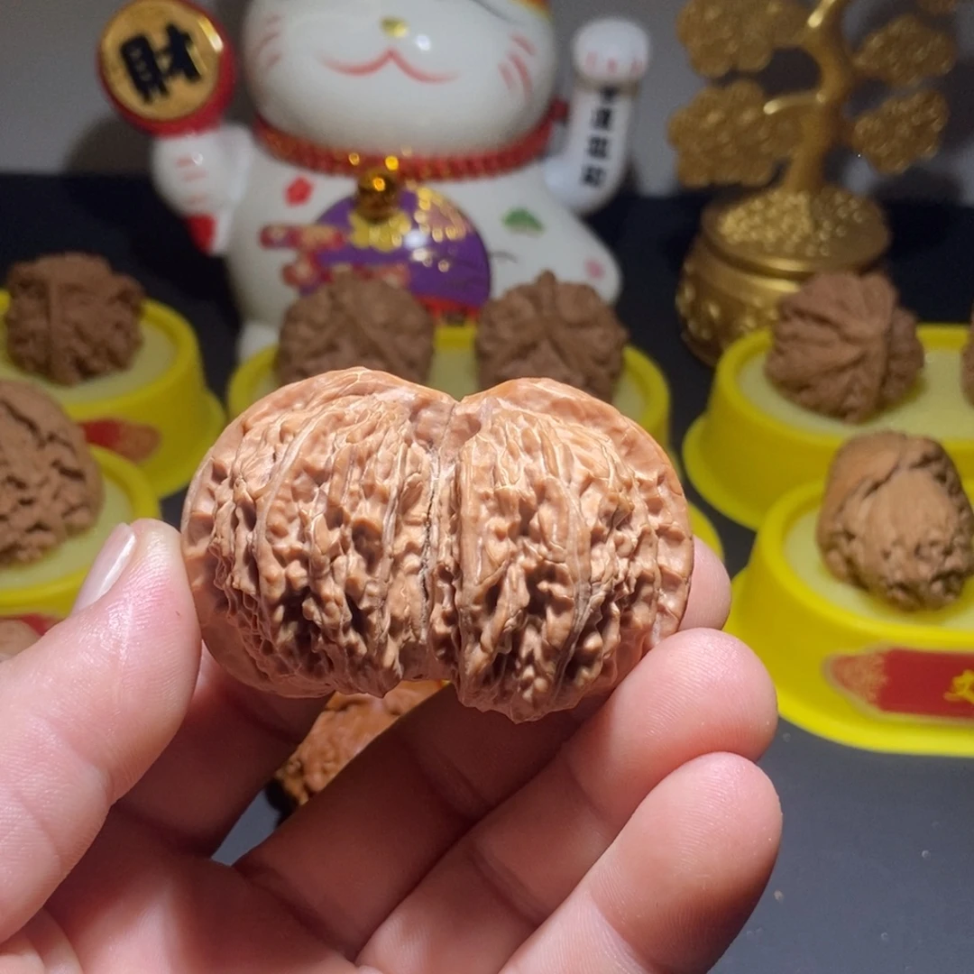 休***息把件文玩核桃白狮子