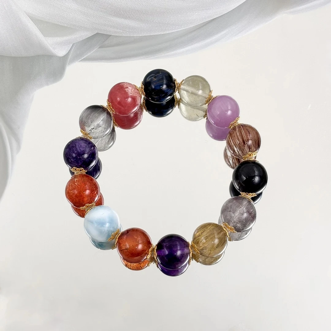 【晟伊】大周天配比水晶多宝手串+名+日期+地址