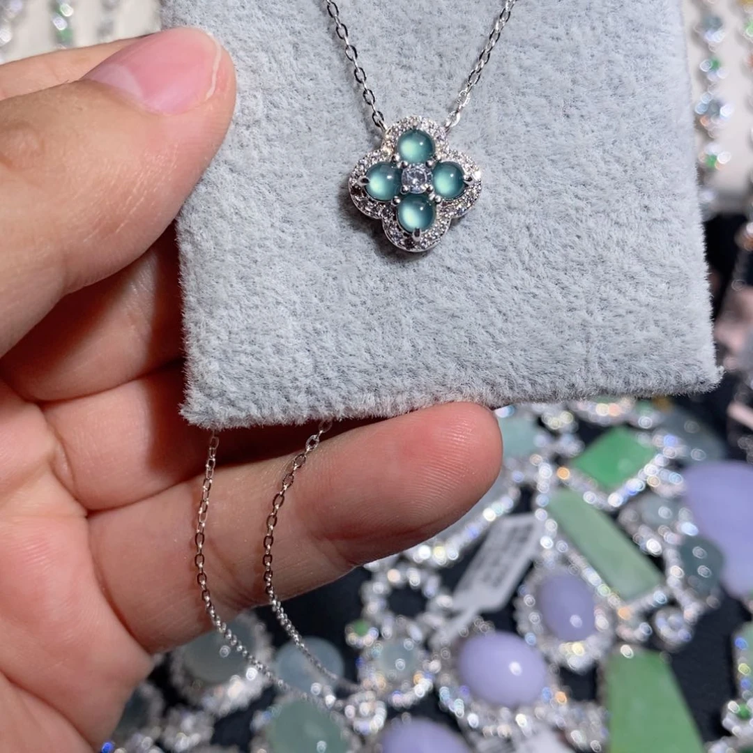 翡翠银S925镶嵌颈饰o j k l