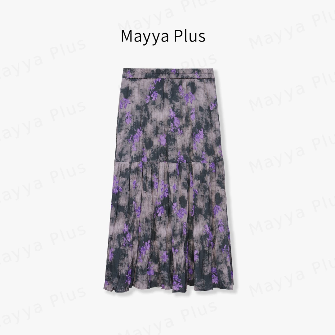 【紫夜精灵】Mayya Plus麦芽定制轻奢气质显瘦百搭梭织裙子32518082