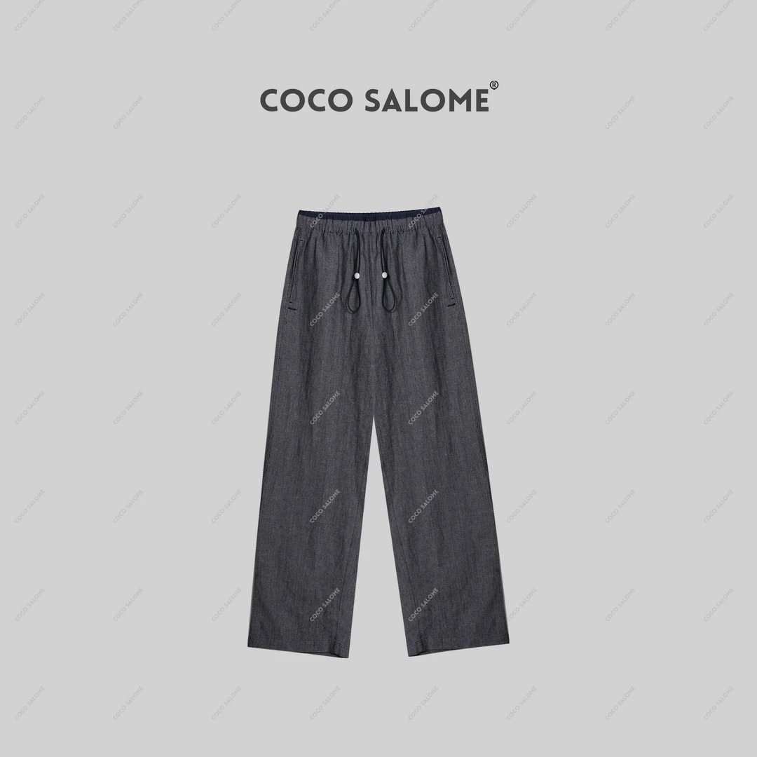 COCO SALOME【麻序】亚麻极简肌理感阔腿直筒裤休闲裤7339