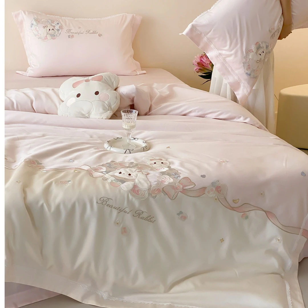 特！小玲子 小兔花园  120S兰精天丝 高端轻奢刺绣 四件套