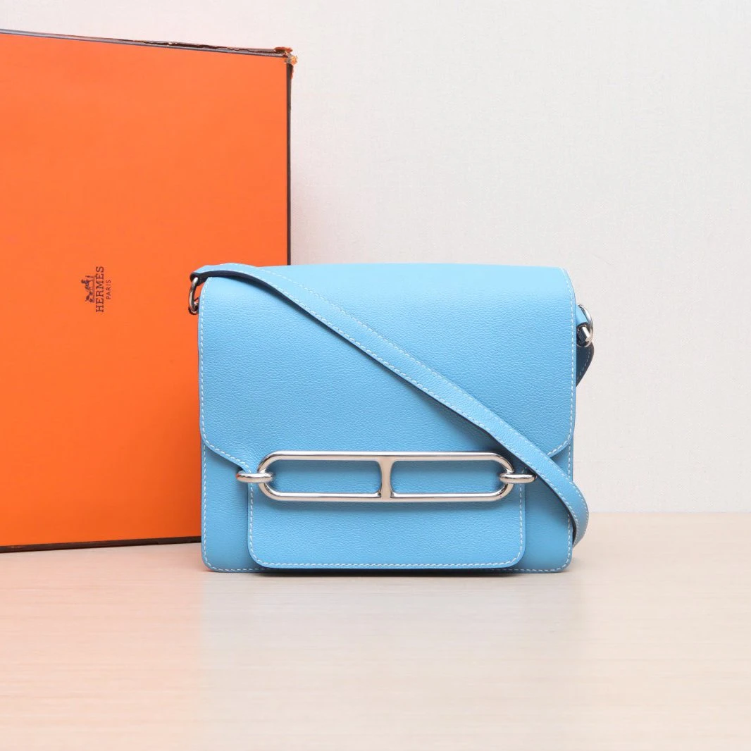 95新 Hermes/爱马仕 【特价黑黑】猪鼻子 23 牛仔蓝 D刻 银扣