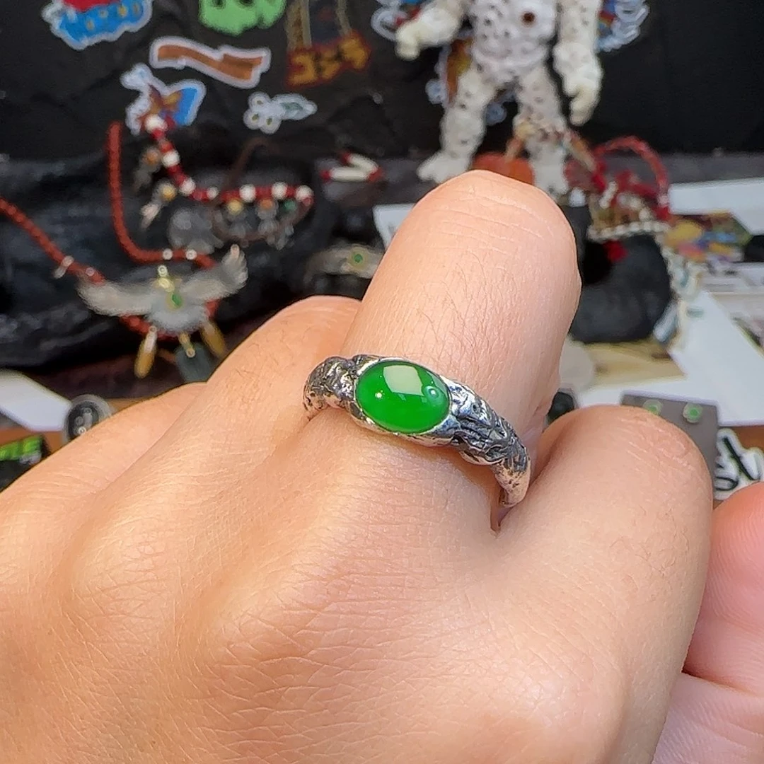 M****翡翠银S925镶嵌戒指