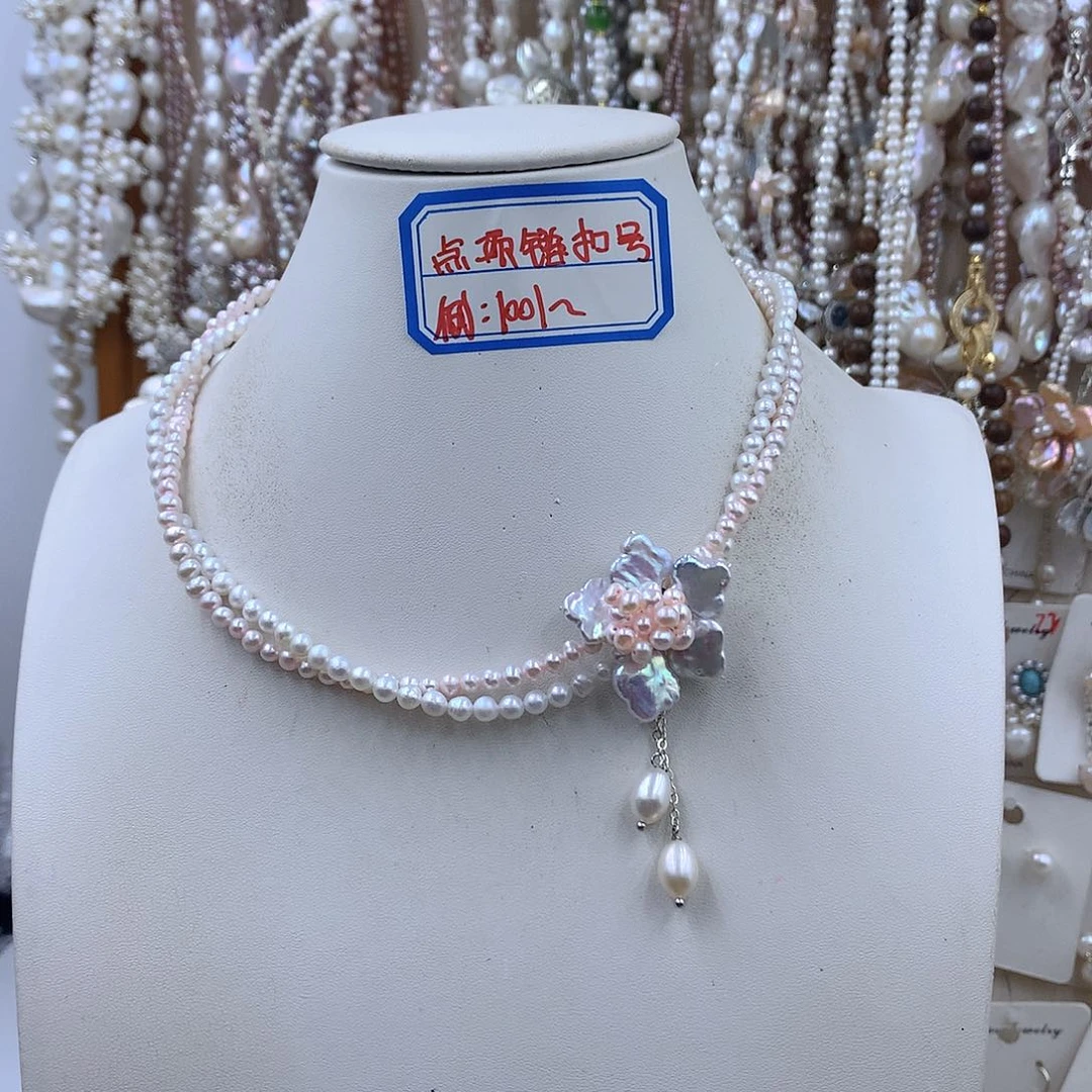 项链耳饰淡水珍珠银S925镶嵌