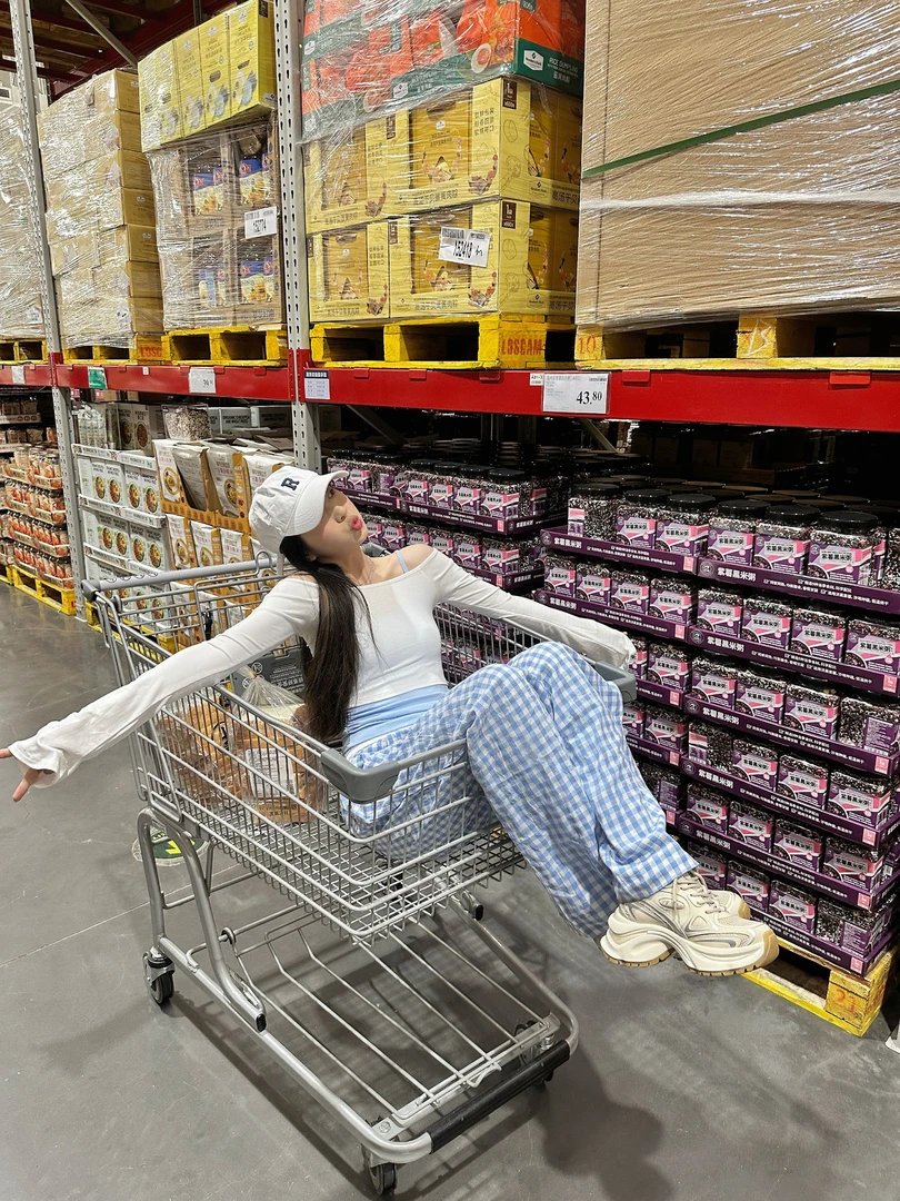 【Glozzzz】多巴胺格子裤春夏新款高腰休闲宽松慵懒拖地裤880320-1