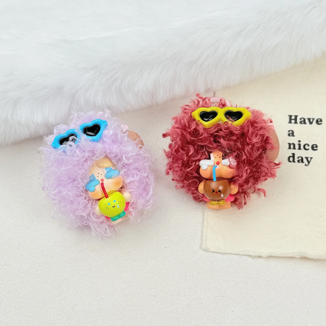 爆炸头哭娃小挂件改娃卡通墨镜假发包挂件手机链手机壳挂件