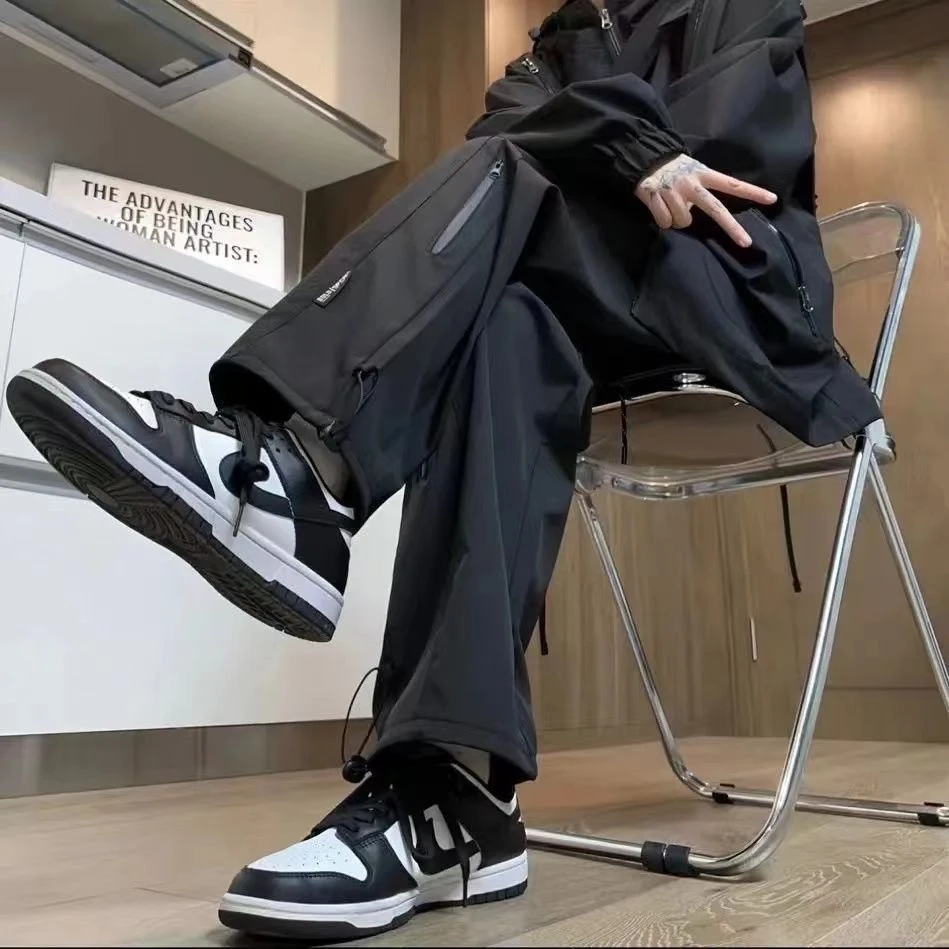 户外登山防水冲锋裤男夏季薄2025新款宽松直筒工装休闲长裤子