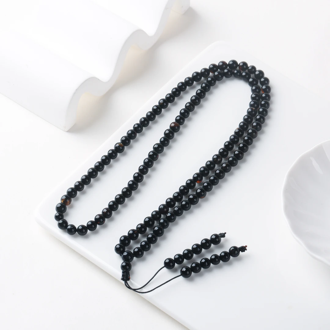 特级星际蓝翁珀手串6mm108珠天然琥珀女（多样性发其一）