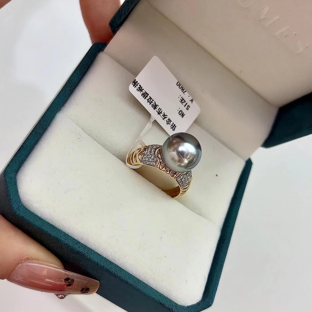 11.2mm超强镜面光铂金灰布布风18k金钻戒指