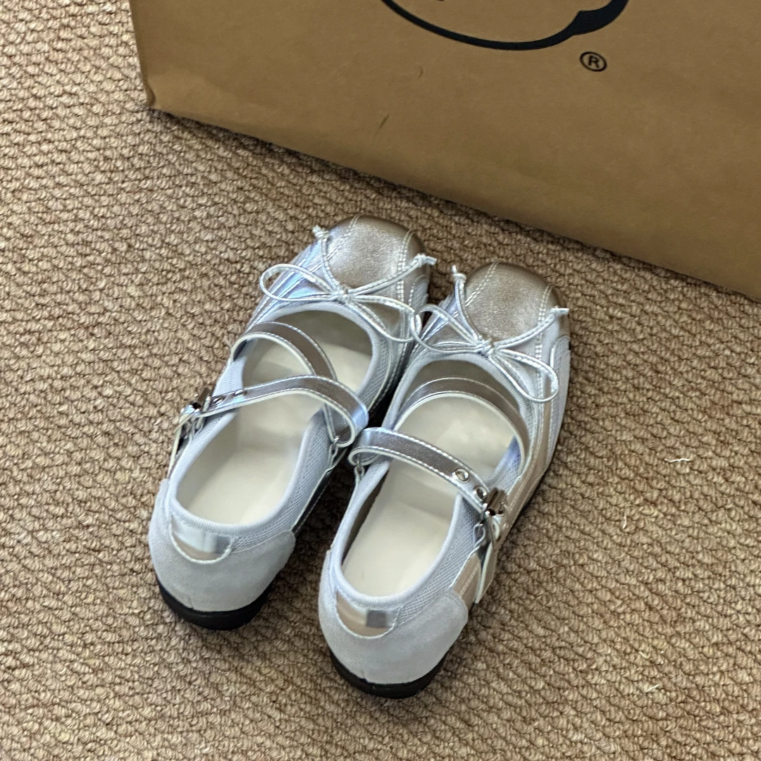 晚睡兰•内增高6cm运动芭蕾鞋女真皮一字带玛丽珍鞋百搭蝴蝶结单鞋