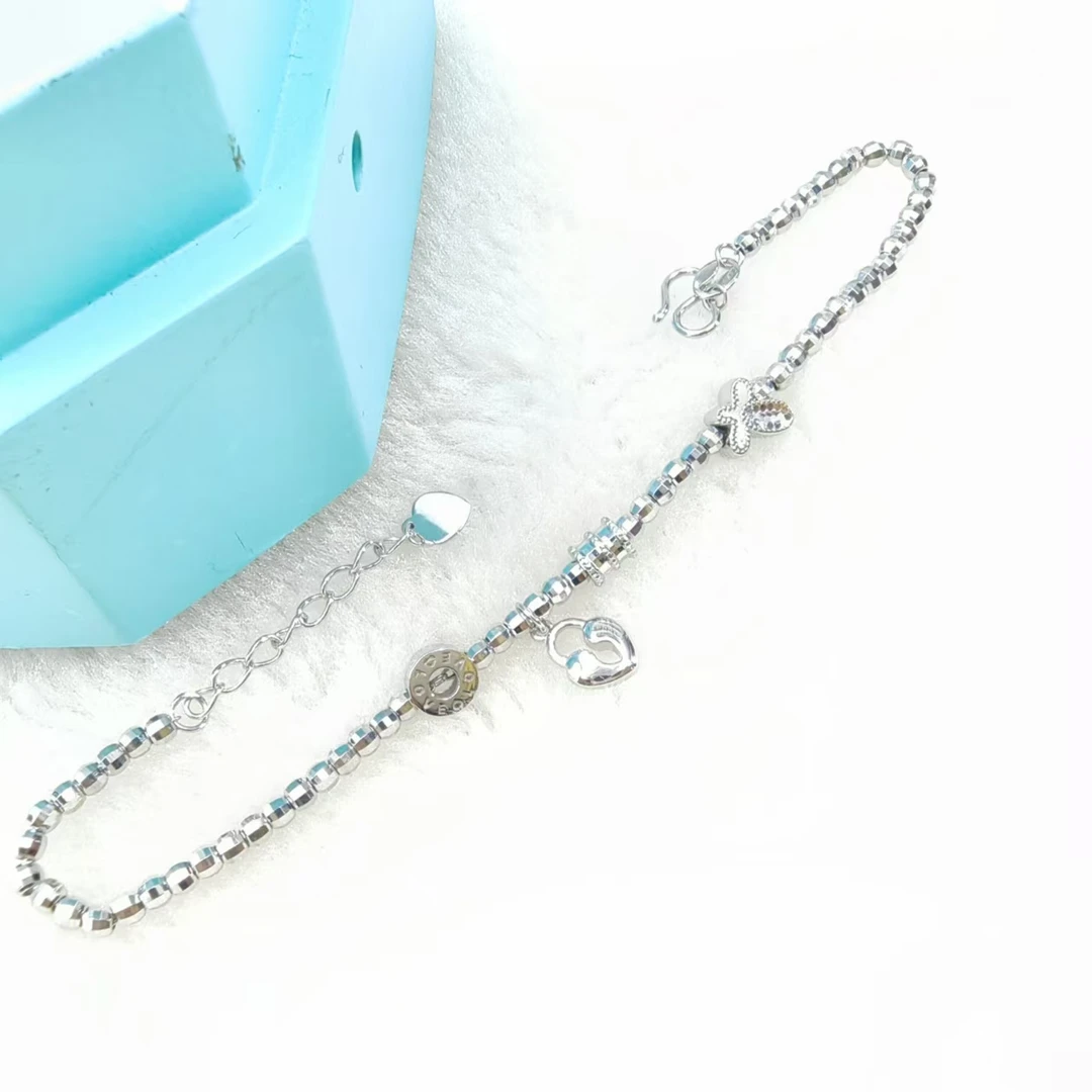 PT950铂金手链 小蛮腰蹦迪珠蝴蝶铂金手链  可调节约19cm