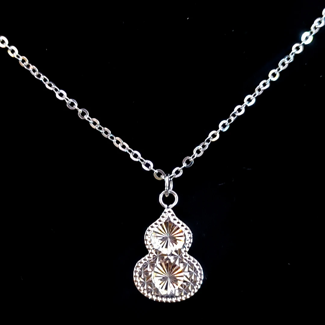 5.5g周金生PT950铂金车花葫芦吊坠闪光百搭套链