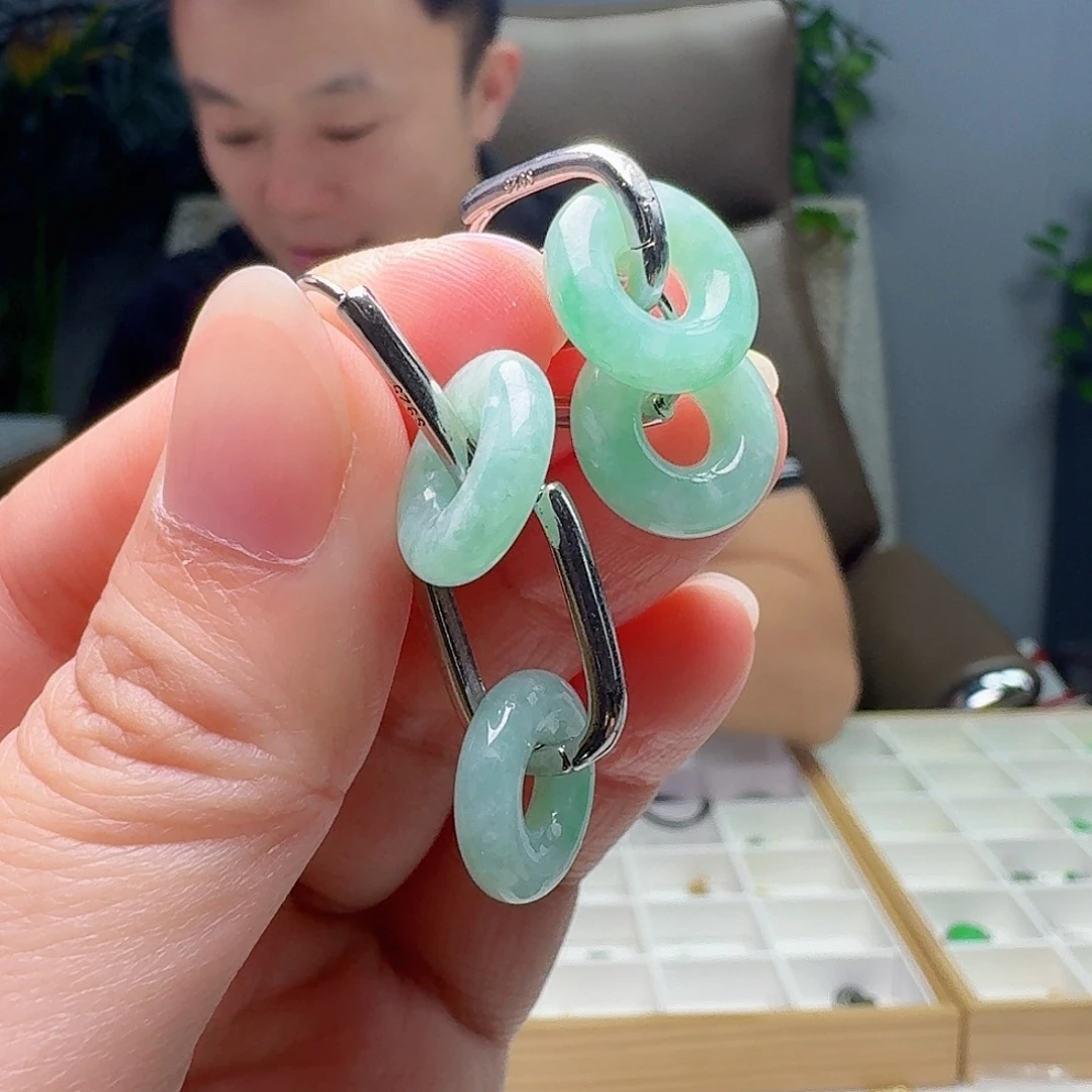 翡翠银S925镶嵌耳饰多样性发货其一