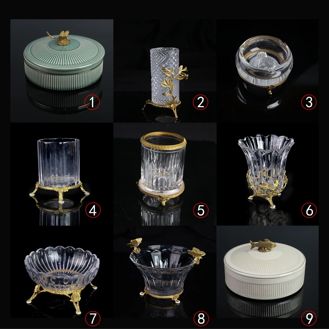【華禧堂】高档欧式陶瓷摆件/铜配瓷牙签盒/客厅玄关桌面摆台