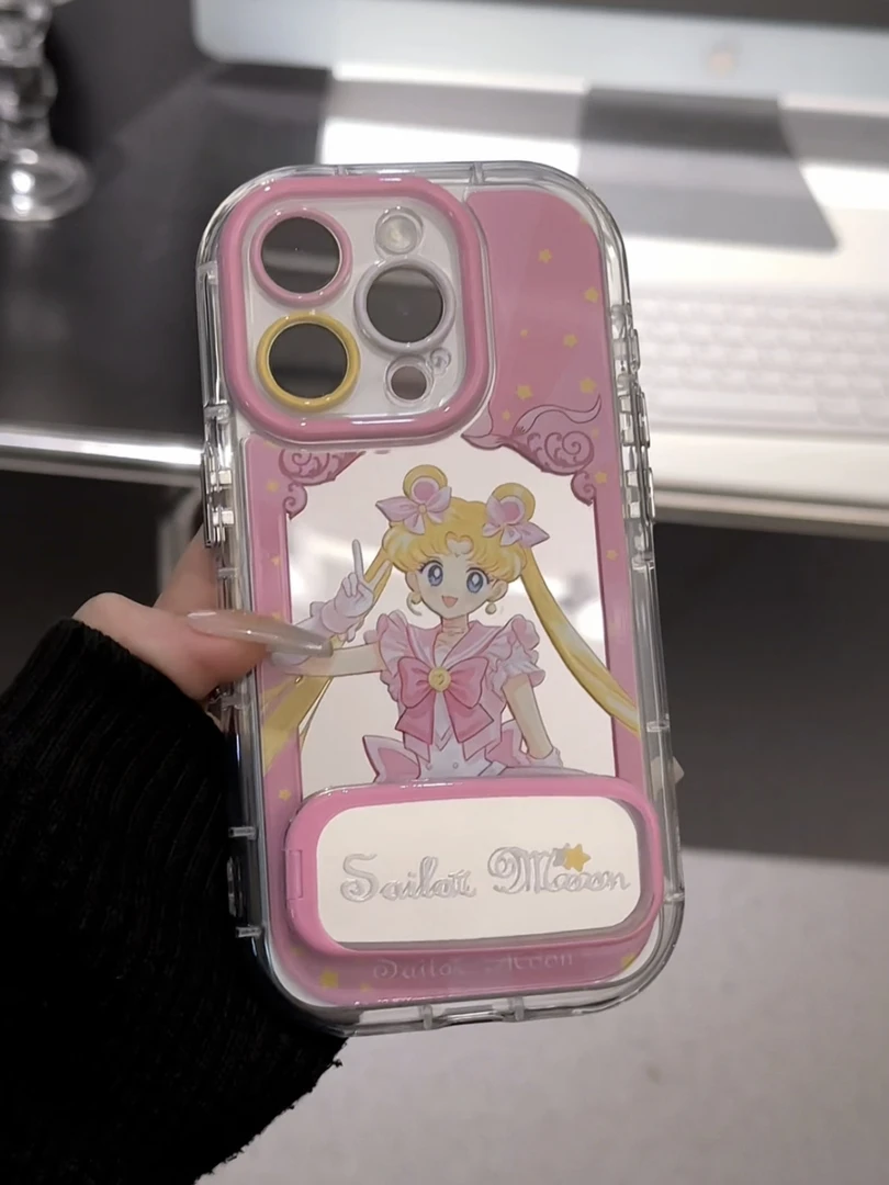 适用苹果16pro镜面奶油iPhone15手机壳闪星粉色水冰月华为p60小众