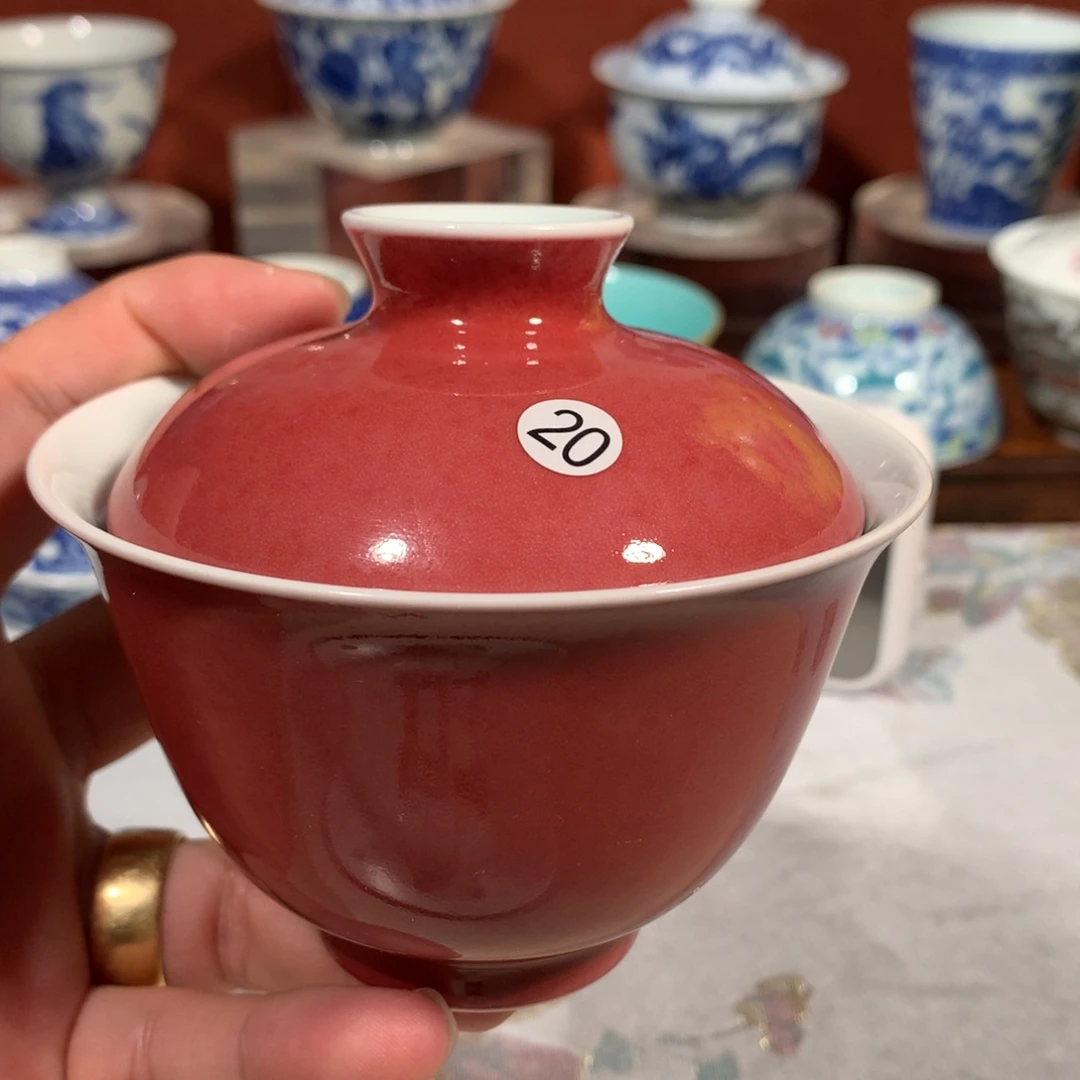 杯子乐*20豇豆红盖碗一个