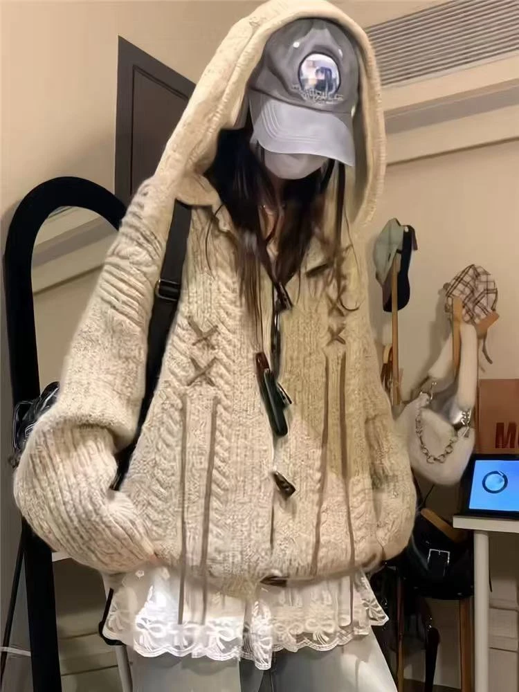 韩系复古千金辣妹风针织毛衣开衫百搭