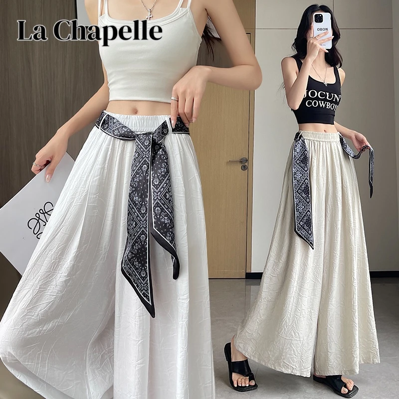 SM潮流秋季新款薄款阔腿裤女九分高腰薄款时尚遮肉大裤脚裙裤女