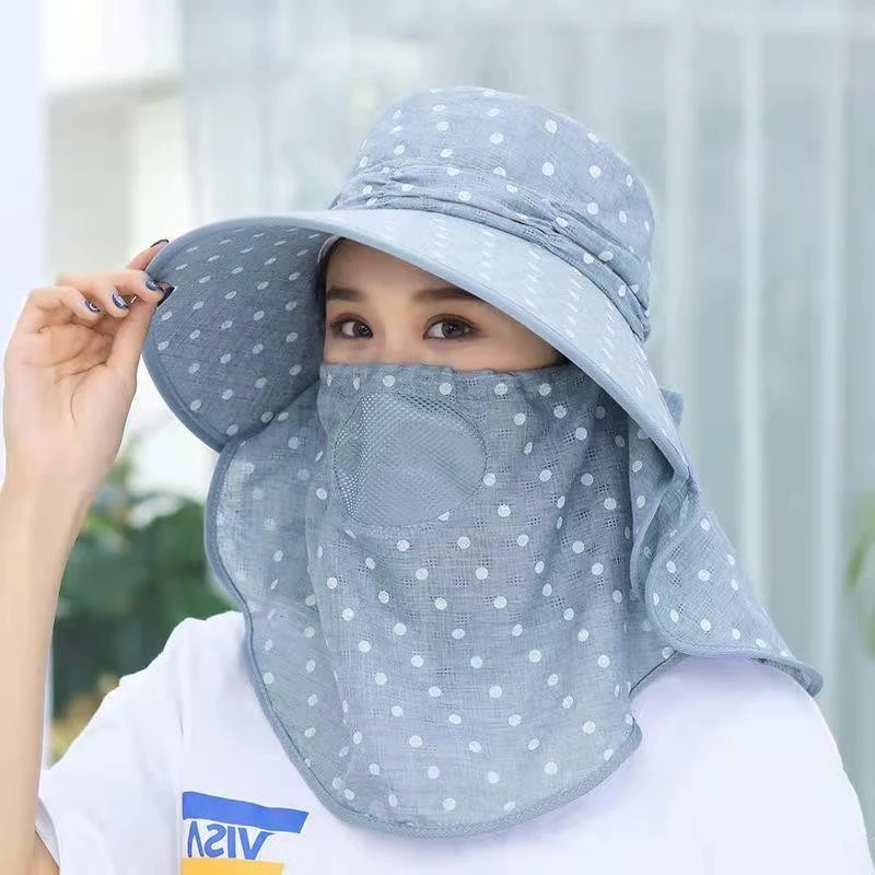 遮阳帽女士夏季遮脸面罩全脸农村干农活大帽檐采茶防晒骑车太阳帽