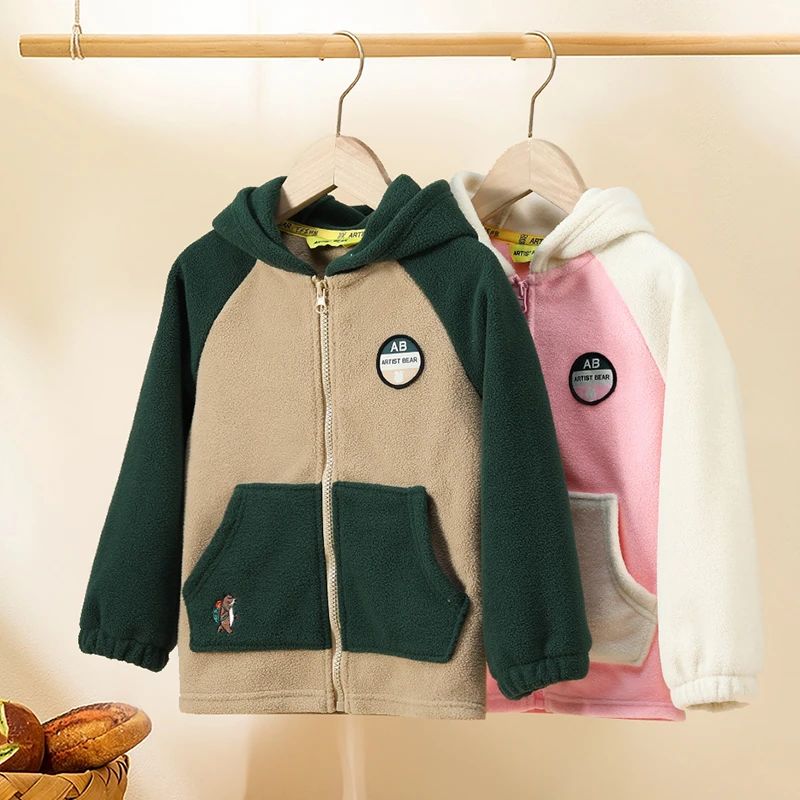 儿童摇粒绒撞色外套-R23205