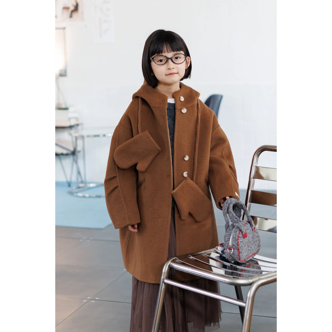 【直播专属】秘密花园秋冬新款常规连帽加厚厚款羊毛大衣外套M6658